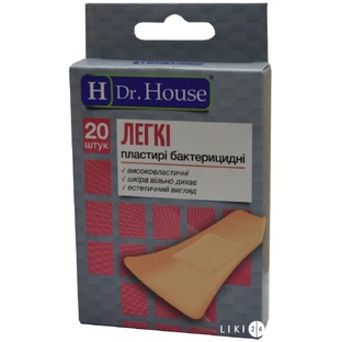 Набір пластирів медичних Dr. House Легкі бактерицидні на нетканій основі 7.2 см х 2.3 см 20 шт