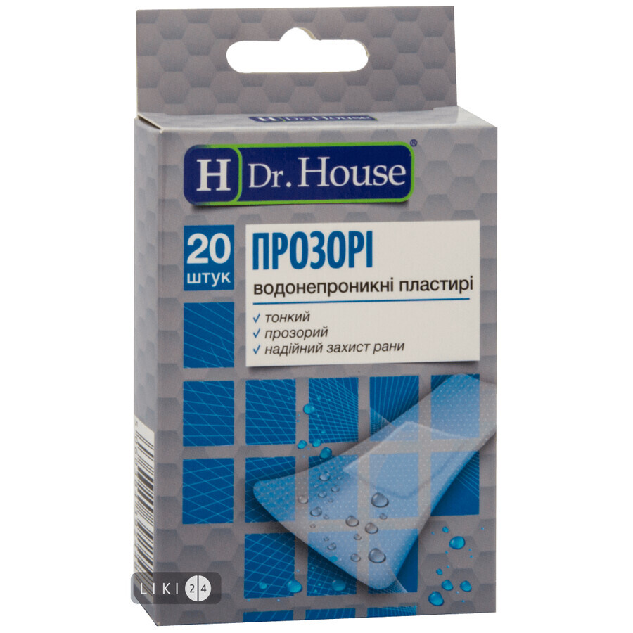 Набор пластырей медицинских Dr. House Прозрачные бактерицидные на полимерной основе 7.2 см х 2.3 см 20 шт: цены и характеристики
