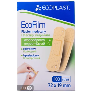 Пластырь медицинский Ecoplast водостойкий размер 72 мм х 19 мм 100 шт