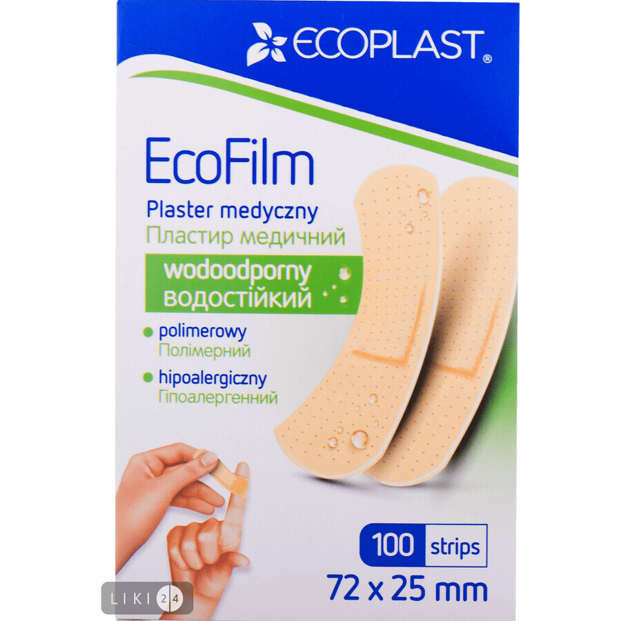 Пластир Ecoplast EcoFilm медичний водостійкий 72 х 25 мм, №100: ціни та характеристики