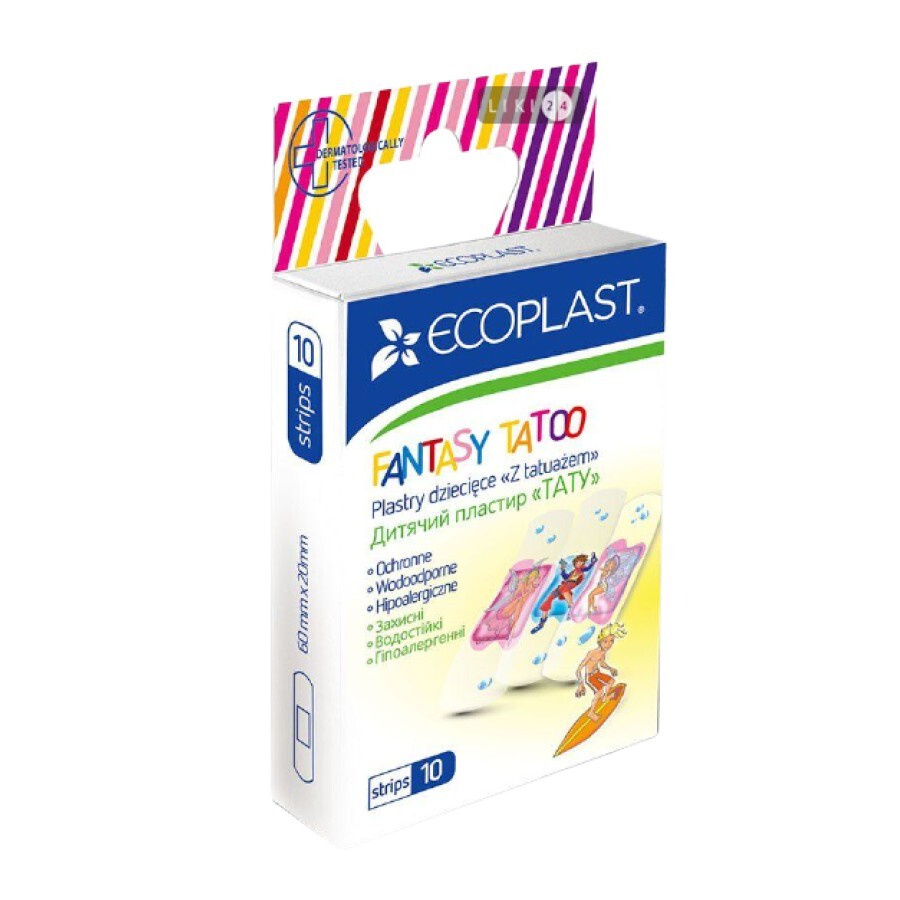 Пластир медичний Ecoplast Тату прозорий 10 шт: ціни та характеристики
