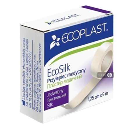 Пластир медичний Ecoplast EcoSilk на текстильній основі 1.25 см x 5 м 1 шт