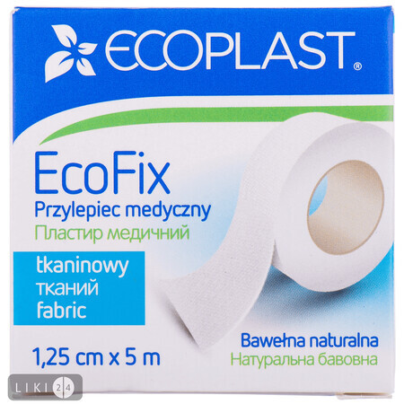Пластырь медицинский Ecoplast EcoFix на тканой основе 1.25 см х 5 м 1 шт