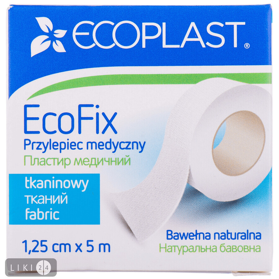 Пластырь медицинский Ecoplast EcoFix на тканой основе 1.25 см х 5 м 1 шт: цены и характеристики