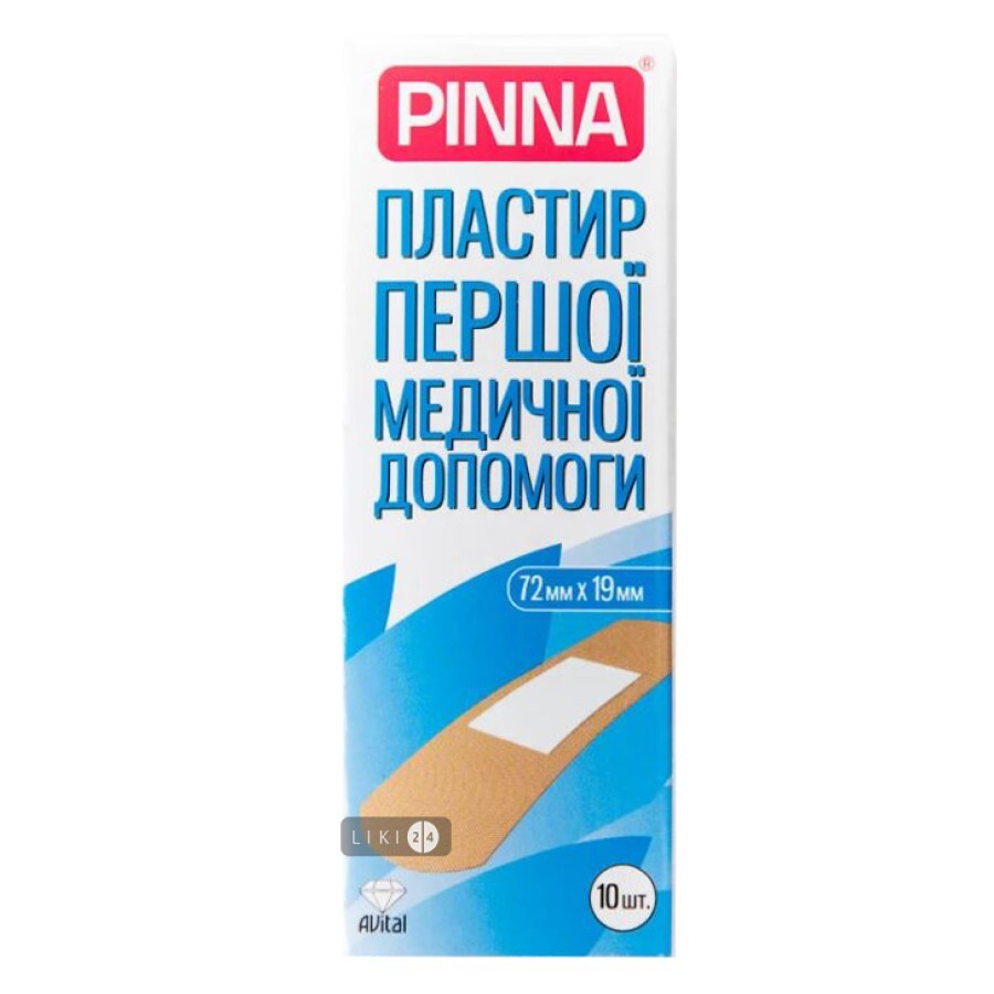 Пластир першої допомоги Pinna на стрейчевій основі 19 мм х 72 мм 10 шт: ціни та характеристики