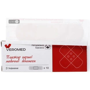 Пластир першої медичної допомоги veromed 72 х 19 мм, на тканій основі
