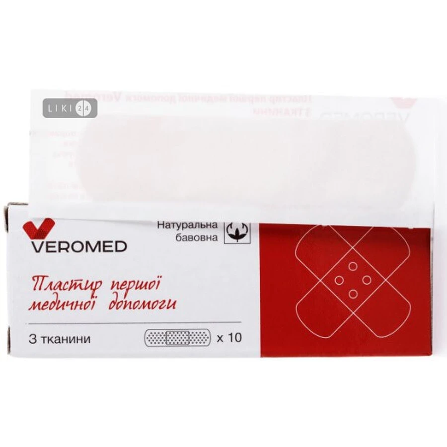 Пластырь первой медицинской помощи veromed 72 х 19 мм, на тканевой основе: цены и характеристики