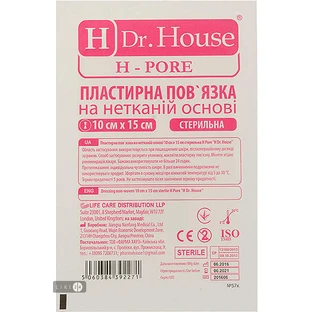 Пов'язка пластирна Dr. House H Pore стерильна неткана,10x15 см