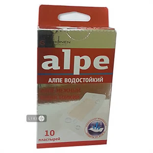 Пластир медичний Alpe водостійкий ніжний 76 мм х 38 мм 10 шт