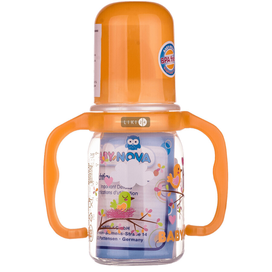 Бутылочка пластиковая Baby-Nova Декор с ручкой 125 мл 46003: цены и характеристики