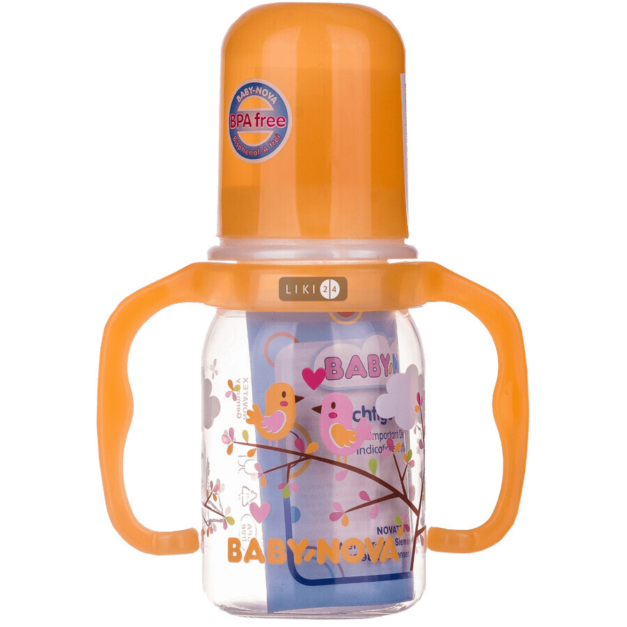 Пляшка пластикова Baby-Nova Декор з ручкою 125 мл 46003: ціни та характеристики