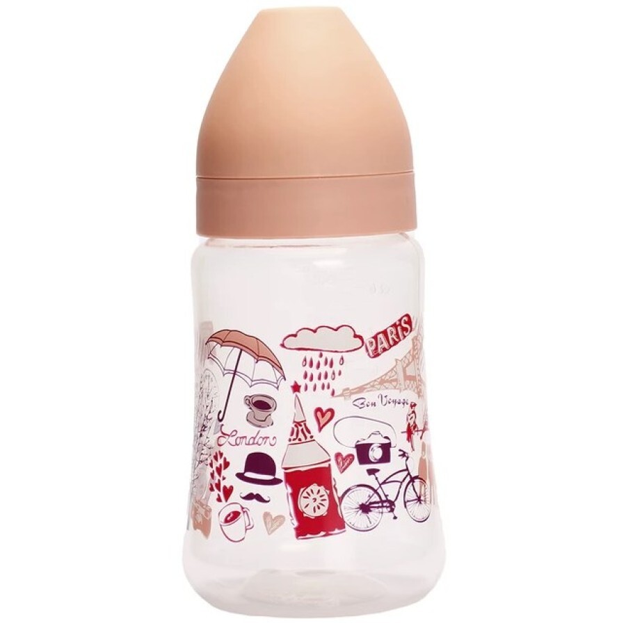 Пляшка для годування Lindo LI159 з силіконовою круглою соскою і широким горлом, 250 мл: ціни та характеристики