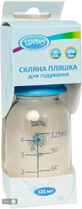 Стеклянная бутылочка для кормления Lindo PK 0970 с силиконовой соской с антиколиковым клапаном 125 мл