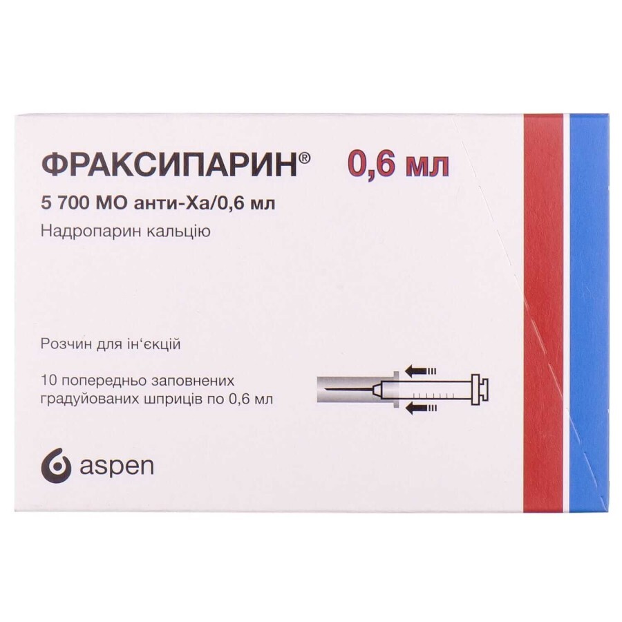 Фраксипарин р-н д/ін. 5700 МО анти-Ха шприц 0,6 мл №10: ціни та характеристики