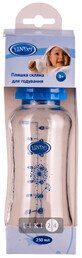 Скляна пляшка для годування Lindo PK1010 з талією і силіконовою соскою 250 мл