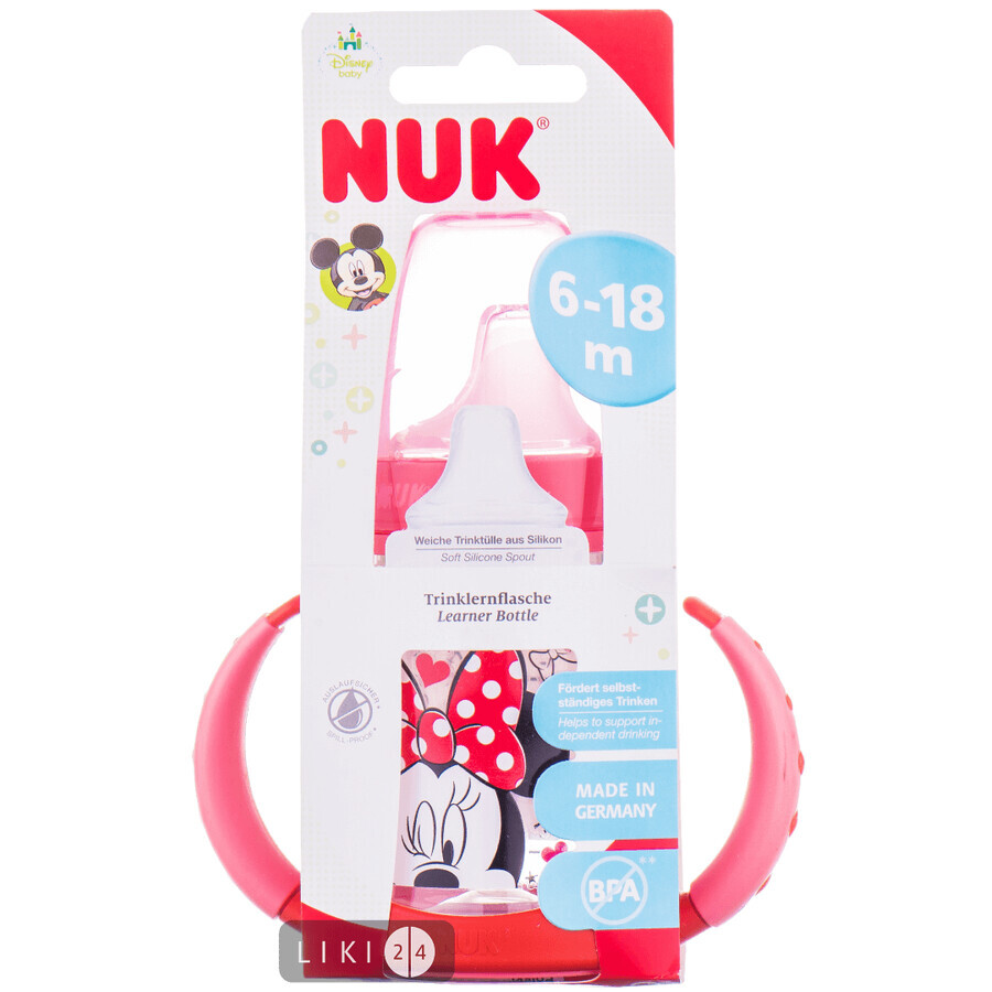 Бутылочка NUK First Choice Disney Mickey красная + силиконовая насадка для питья 150 мл: цены и характеристики