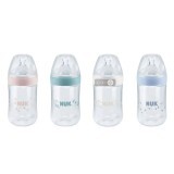 Бутылочка NUK пластиковая + соска силиконовая с вентиляционным клапаном 240 мл