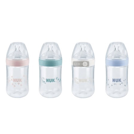 Пляшка NUK пластикова + соска силіконова з вентиляційним клапаном 240 мл