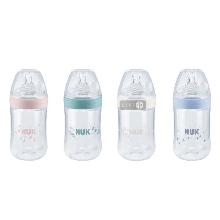 Бутылочка NUK пластиковая + соска силиконовая с вентиляционным клапаном 240 мл: цены и характеристики