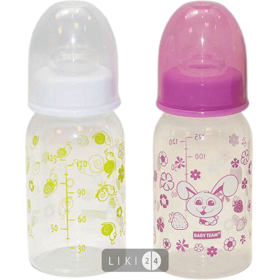 Бутылочка с силиконовой соской Baby Team 0+ 125 мл: цены и характеристики