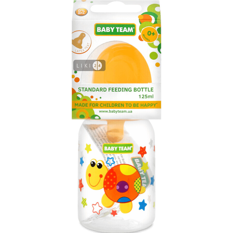 Пляшка для годування Baby Team з латексною соскою 125 мл 1300: ціни та характеристики