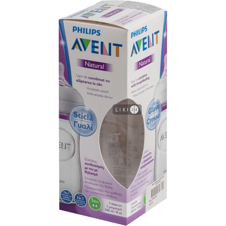 Пляшечка для годування Philips AVENT Natural скляна 240 мл SCF673/17: ціни та характеристики