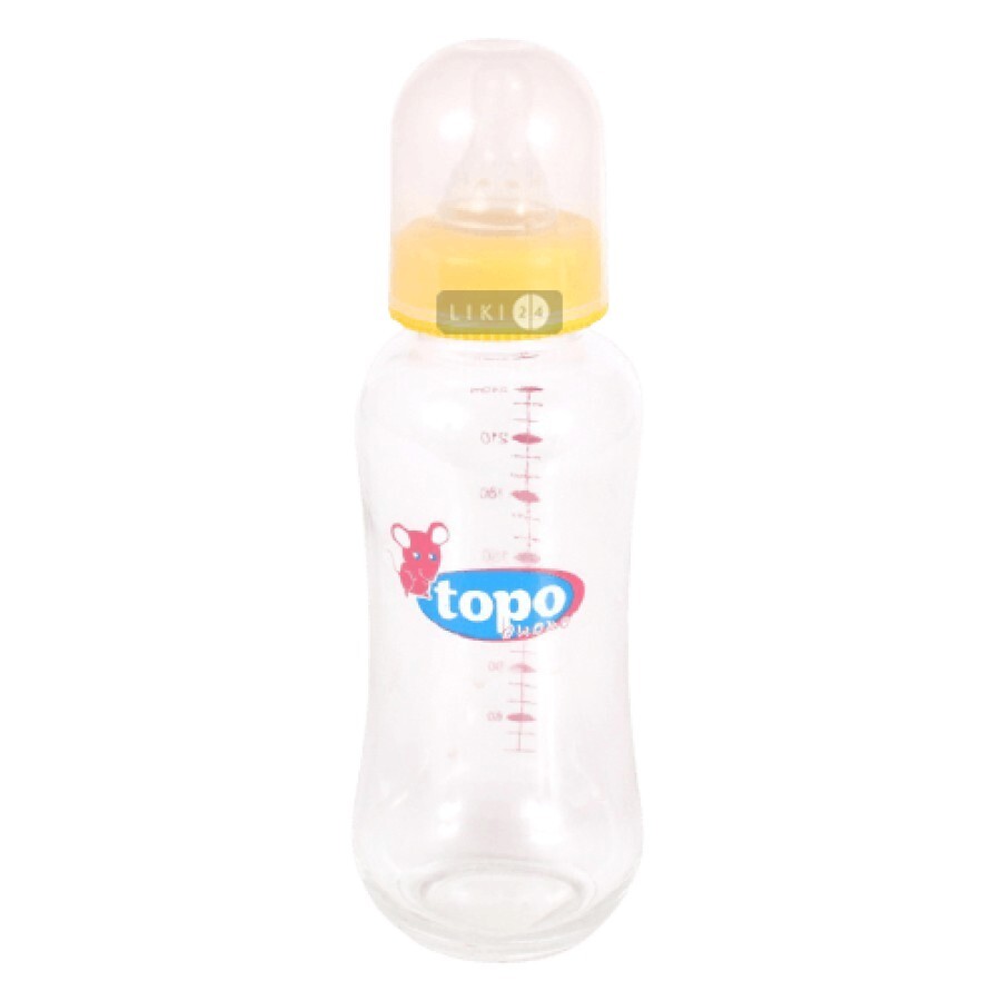 Пляшка для годування Topo Buono з силіконовою соскою скляна 240 мл GT280 R: ціни та характеристики