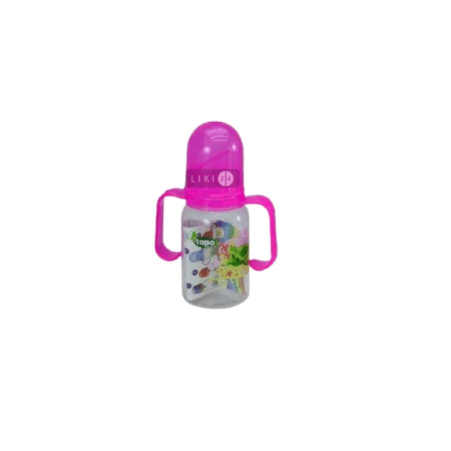 Пляшка пластмасова Topo Buono з силіконовою соскою та ручками 125 мл T004: ціни та характеристики