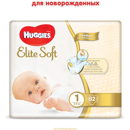 Підгузки Huggies Elite Soft 1 82 шт: ціни та характеристики