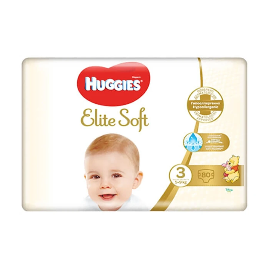 Підгузки Huggies Elite Soft 3 5-9 кг 80 шт: ціни та характеристики