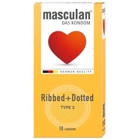 Презервативи Masculan Ribbed+Dotted Тип 3 з кільцями та пухирчиками №10