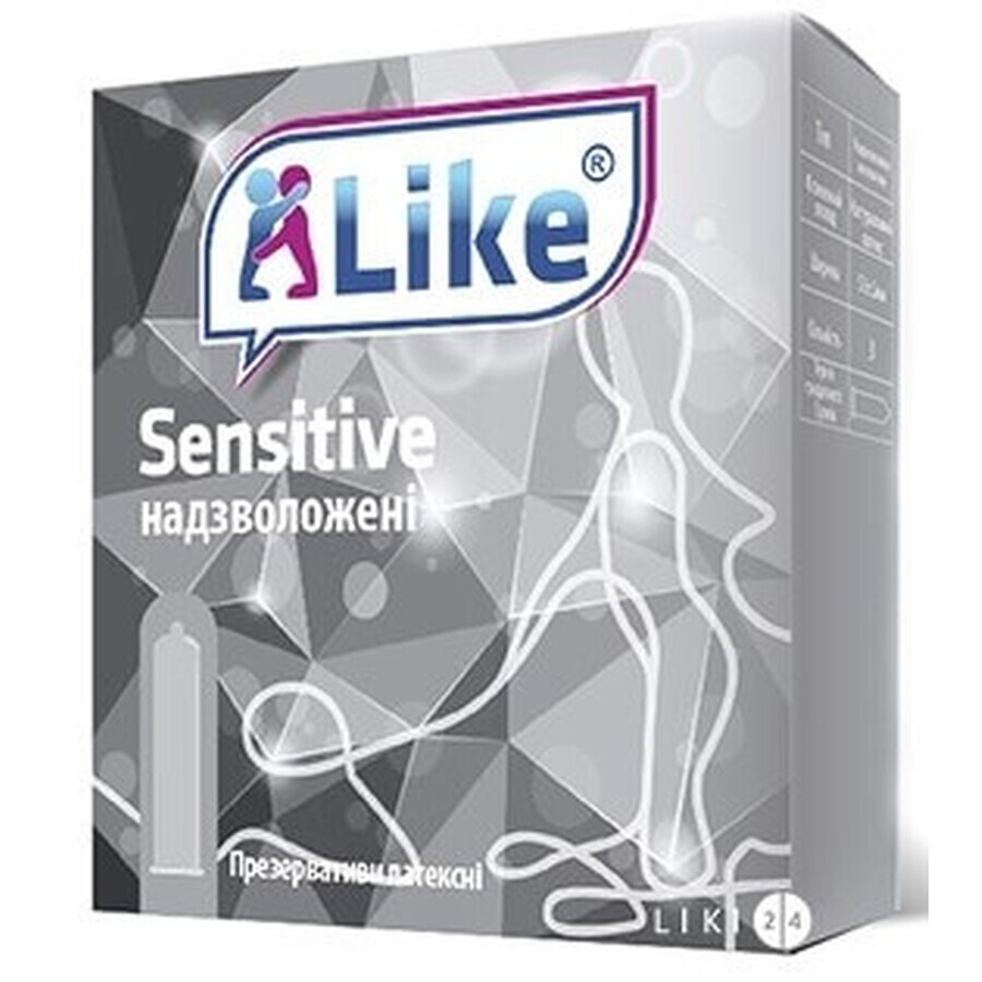 Презервативи Like Sensitive Надзволожені анатомічні 3 шт: ціни та характеристики
