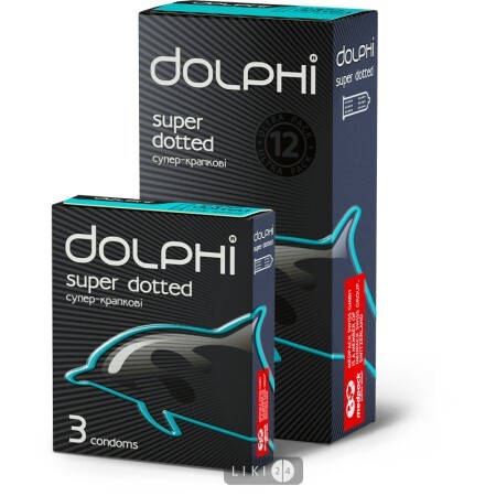 Презервативы латексные в силиконовой смазке dolphi с ребрист и точечн структурой №12