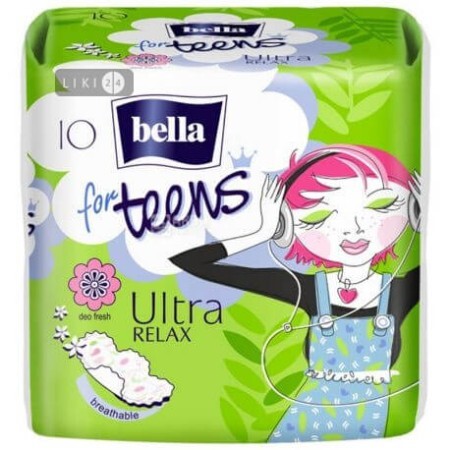 Прокладки гигиенические ежедневные bella for teens relax green tea deo  №10