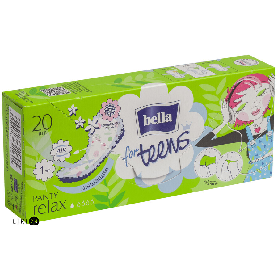 Прокладки щоденні Bella for Teens Relax Green tea Deo №20: ціни та характеристики