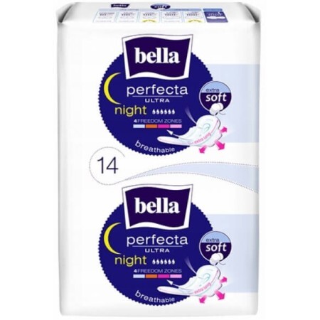 Прокладки жіночі гігієнічні поглинаючі Bella Perfecta Night Ultra Silky Drаі, 14 штук
