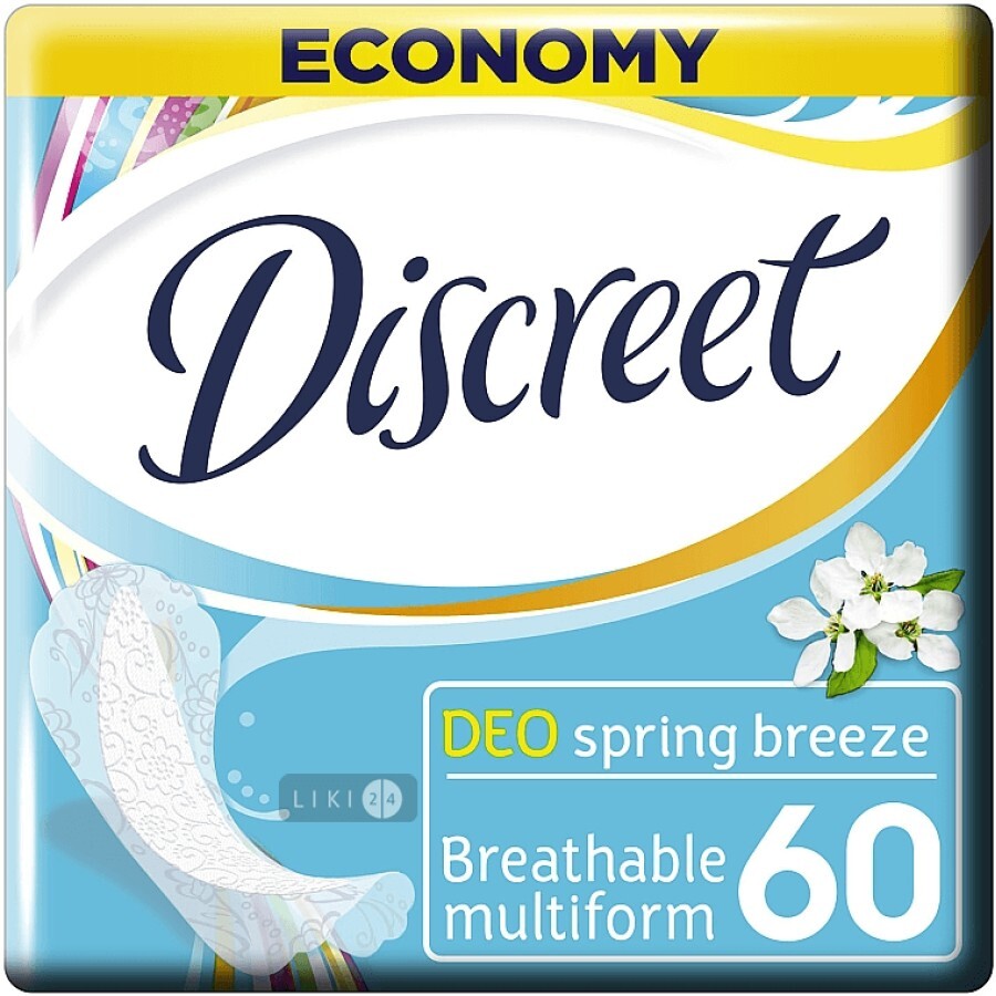 Прокладки ежедневные Discreet Deo Spring Breeze Multiform Pantyliners №100: цены и характеристики