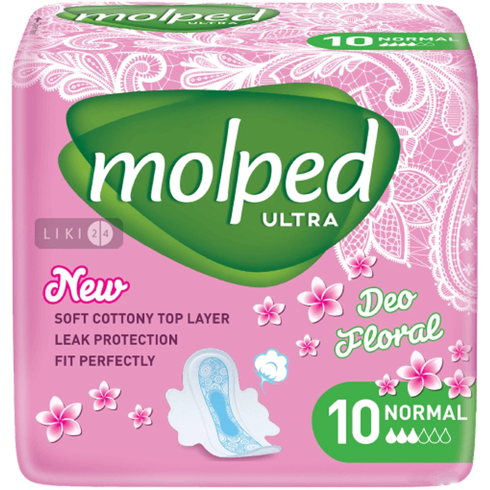 Прокладки гігієнічні Molped Ultra AirActive Normal Deo floral №10: ціни та характеристики