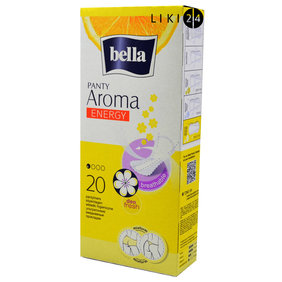 Прокладки щоденні Bella Panty Aroma Energy №20: ціни та характеристики