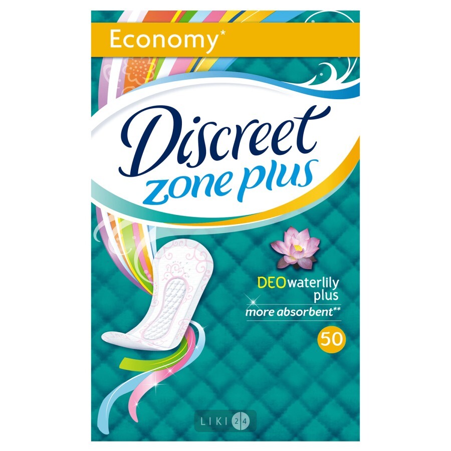 Прокладки щоденні Discreet Deo Plus Water Lily №50: ціни та характеристики