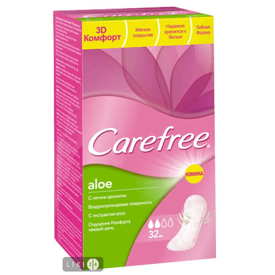 Прокладки ежедневные Carefree Aloe №32: цены и характеристики