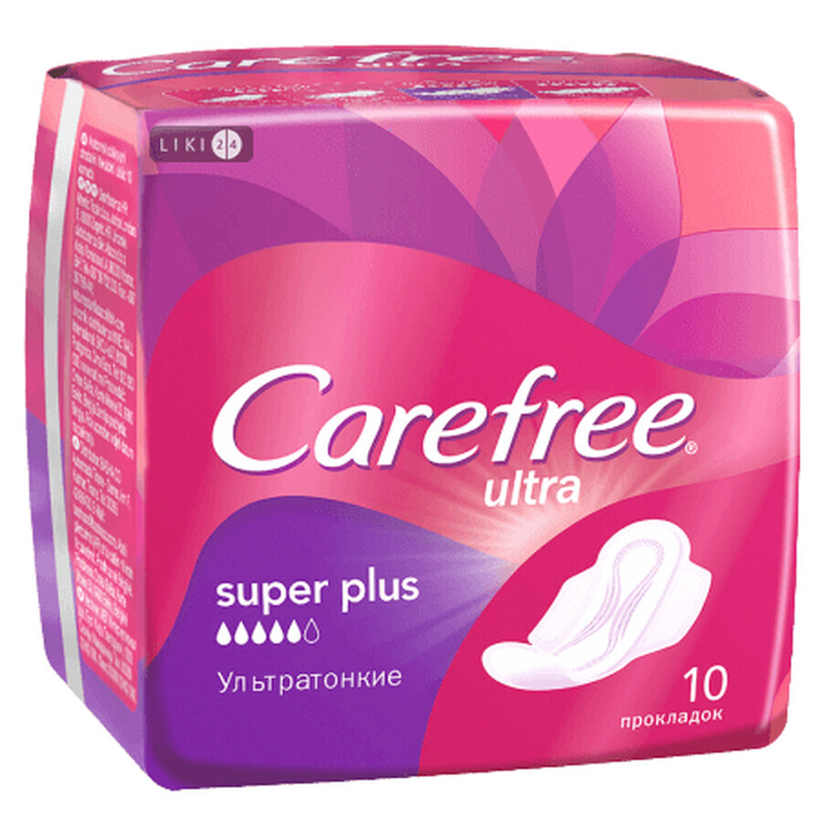 Прокладки ежедневные Carefree Ultra Super Plus №10: цены и характеристики