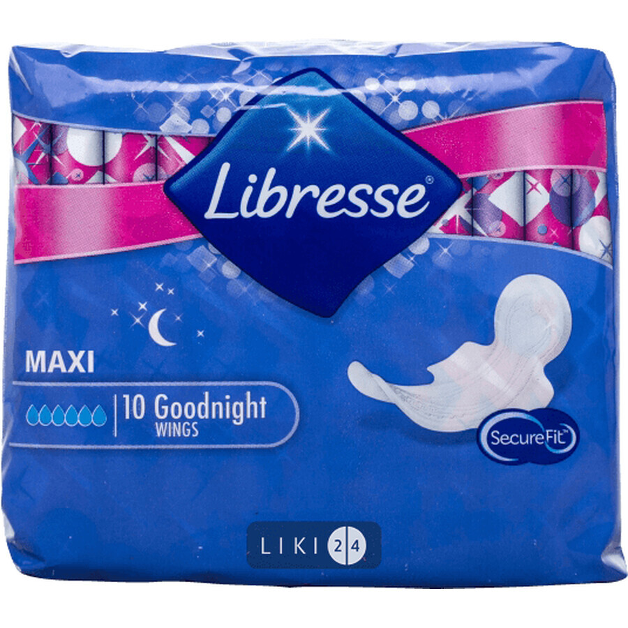 Прокладки гигиенические Libresse goodNight Maxi №10: цены и характеристики