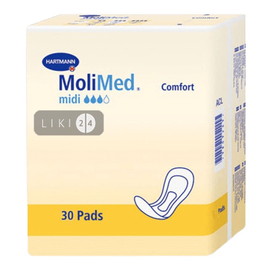 Прокладки поглощающие MoliMed Comfort Midi 30 шт: цены и характеристики