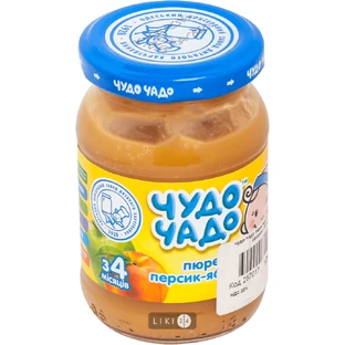 Пюре Чудо-Чадо яблуко та персик з цукром, 170 г з 4 міс.
