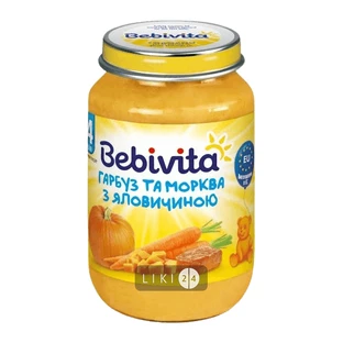 Овоще-мясное пюре Bebivita Тыква и морковь с говядиной с 4 месяцев 190 г