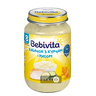 Овоче-м'ясне пюре Bebivita Кабачок з курчам і рисом з 8 міс 220 г
