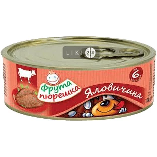 Пюре на мясной основе для детского питания (консервы) тм "фрута пюрешка" 120 г, пюре "Говядина"
