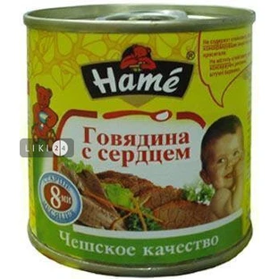 Пюре на мясной основе "говядина с сердцем" торговой марки "hame" 100 г