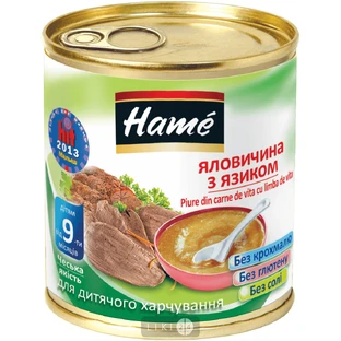 М'ясне пюре Hame Яловичина з язиком з 9 місяців 100 г